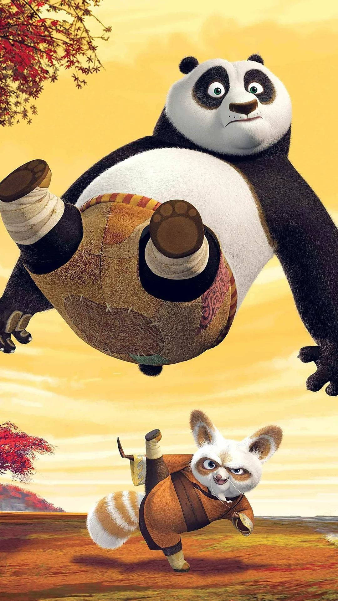 Master Shifu și Po fundal telefon desen animat Fundal