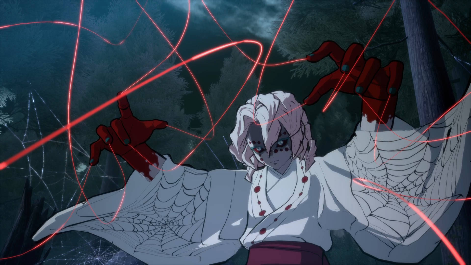 Mătase Roșie Rui Demon Slayer Fundal