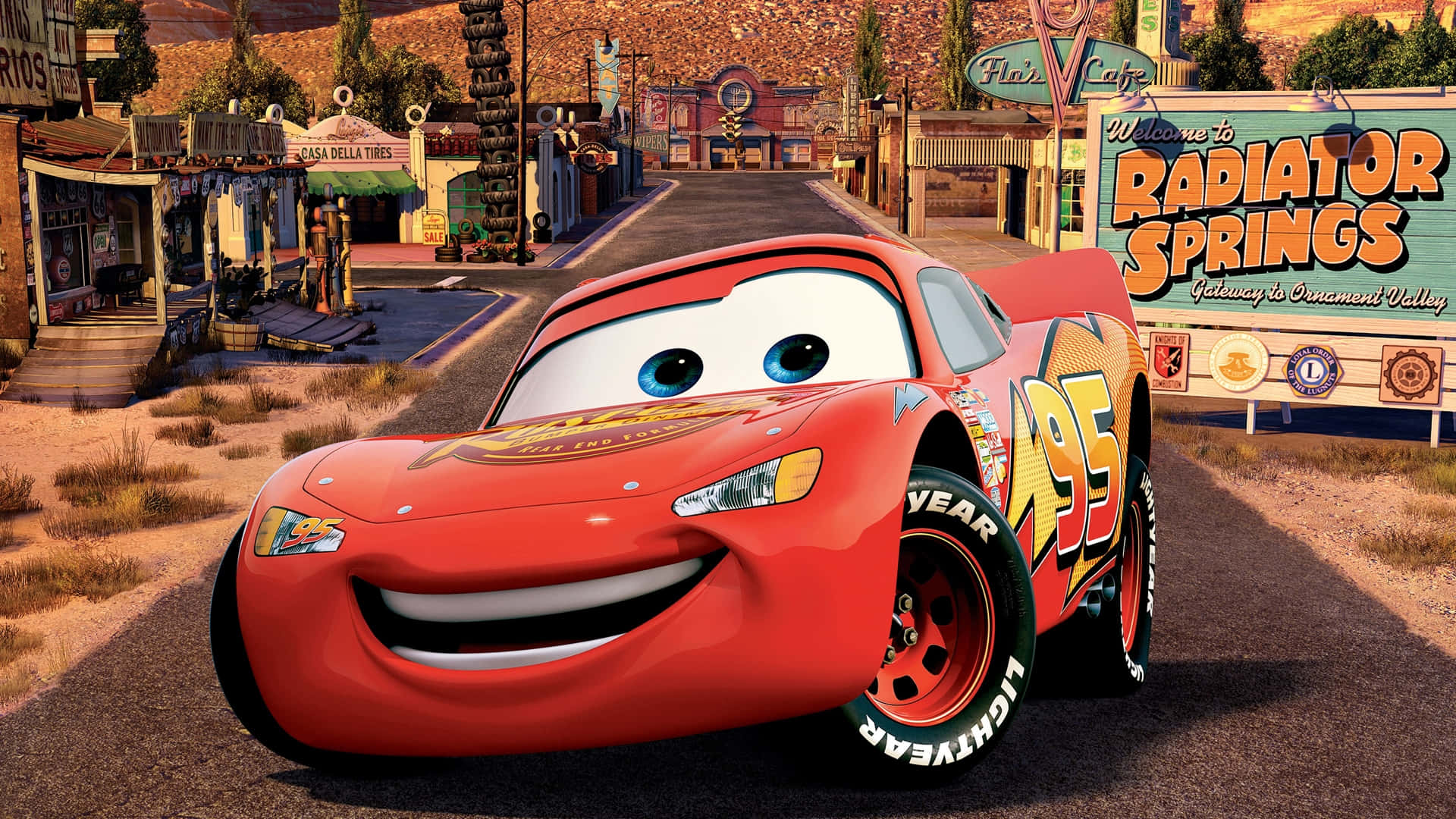 Mater și Lightning McQueen în Acțiune Fundal