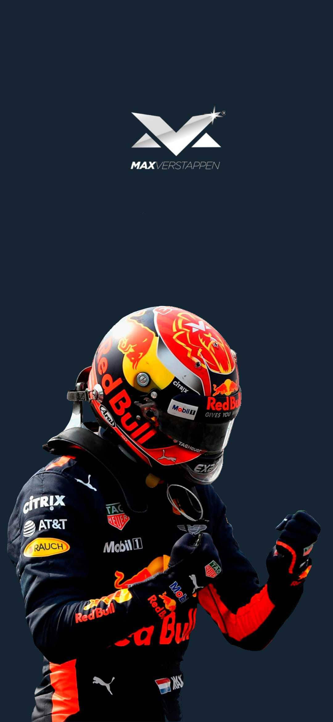 Max Verstappen în costumul Red Bull Racing Fundal