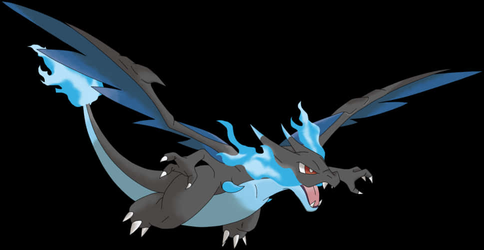 Mega Charizard X în zbor — Anime cool GIF Fundal