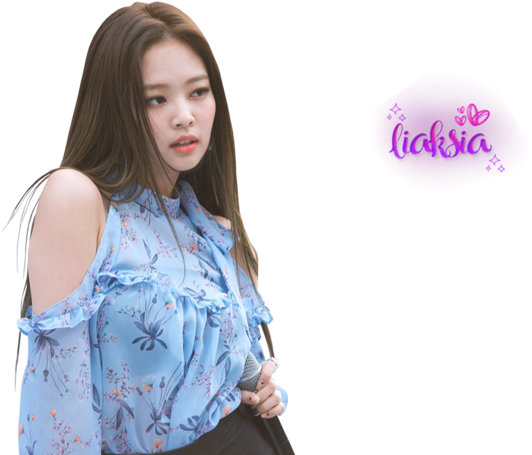 Membră Blackpink cu top floral albastru Fundal