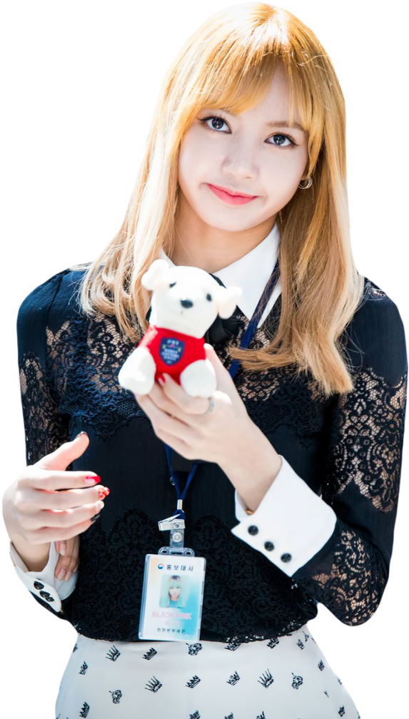 Membră Blackpink cu ursuleț de plush Fundal