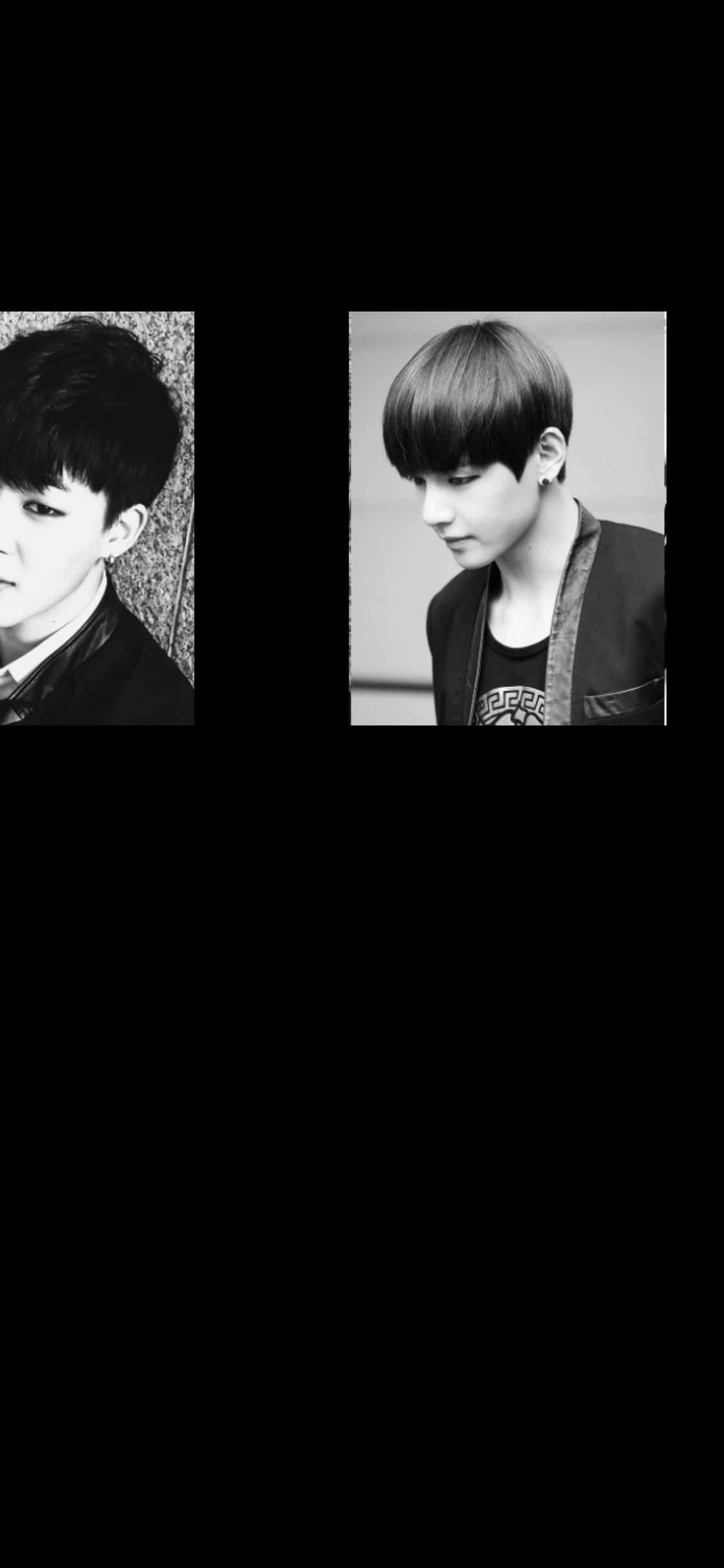 Membri BTS Profil Lateral Alb Negru Fundal