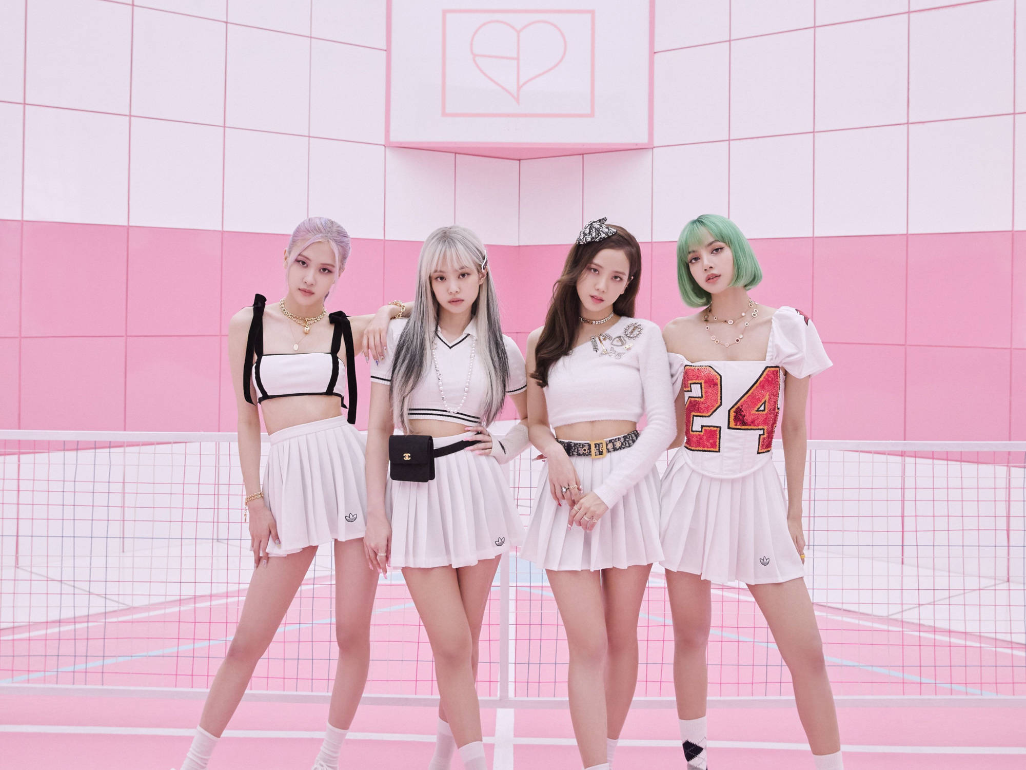 Membrii Blackpink în ținute de tenis pentru desktop Fundal