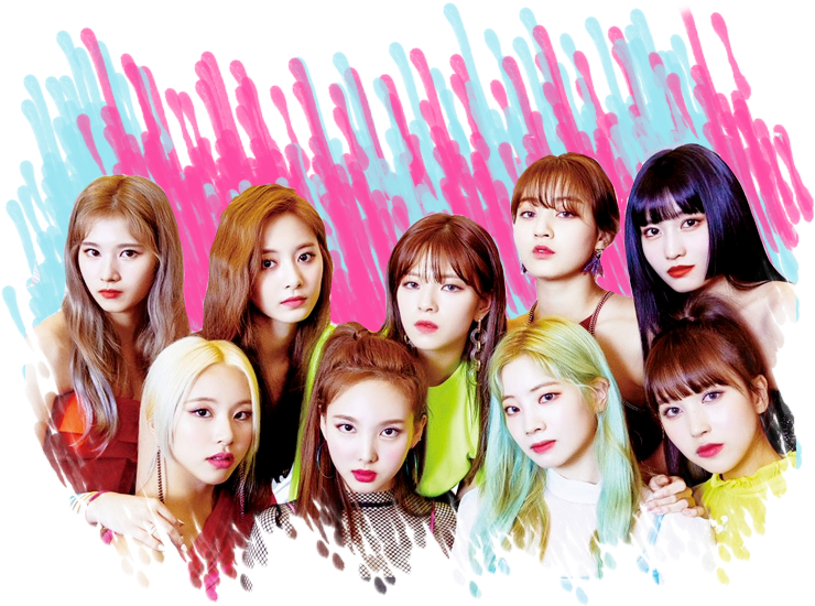 Membrii Twice pe fundal colorat Fundal