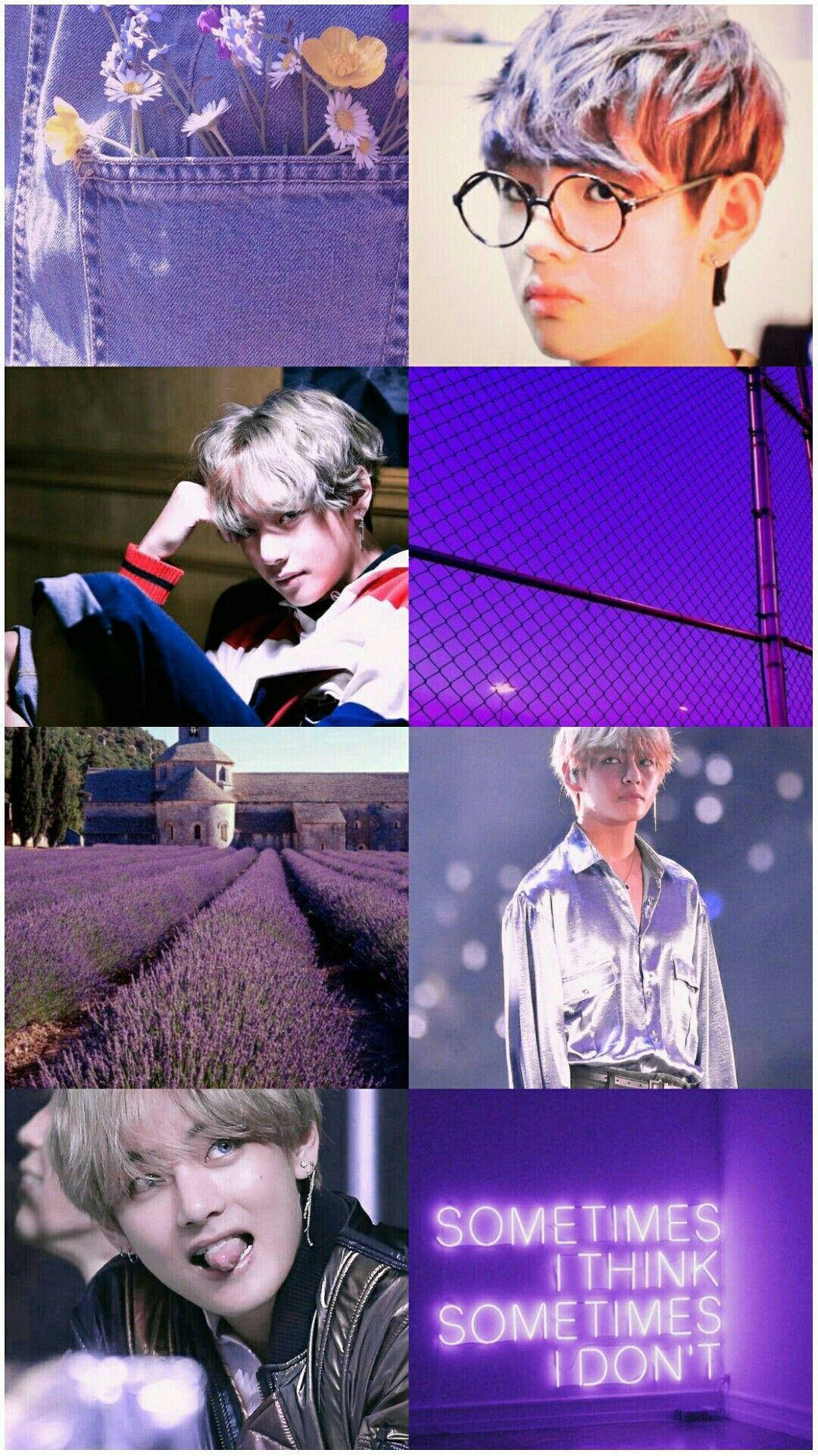 Membru BTS V Purple Light Aesthetic Fundal
