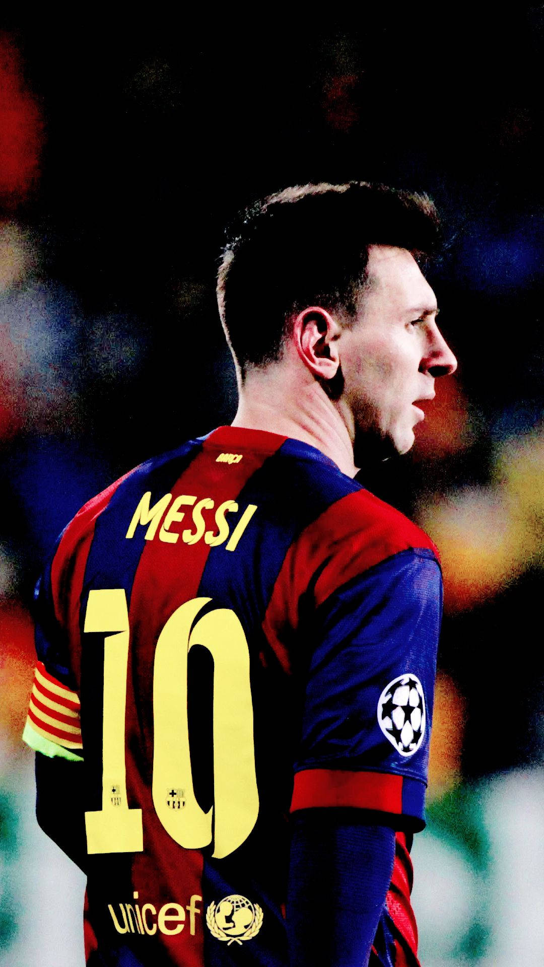Fundal cu Messi având numărul 10 și sigla UNICEF pe tricou — Messi Fundal