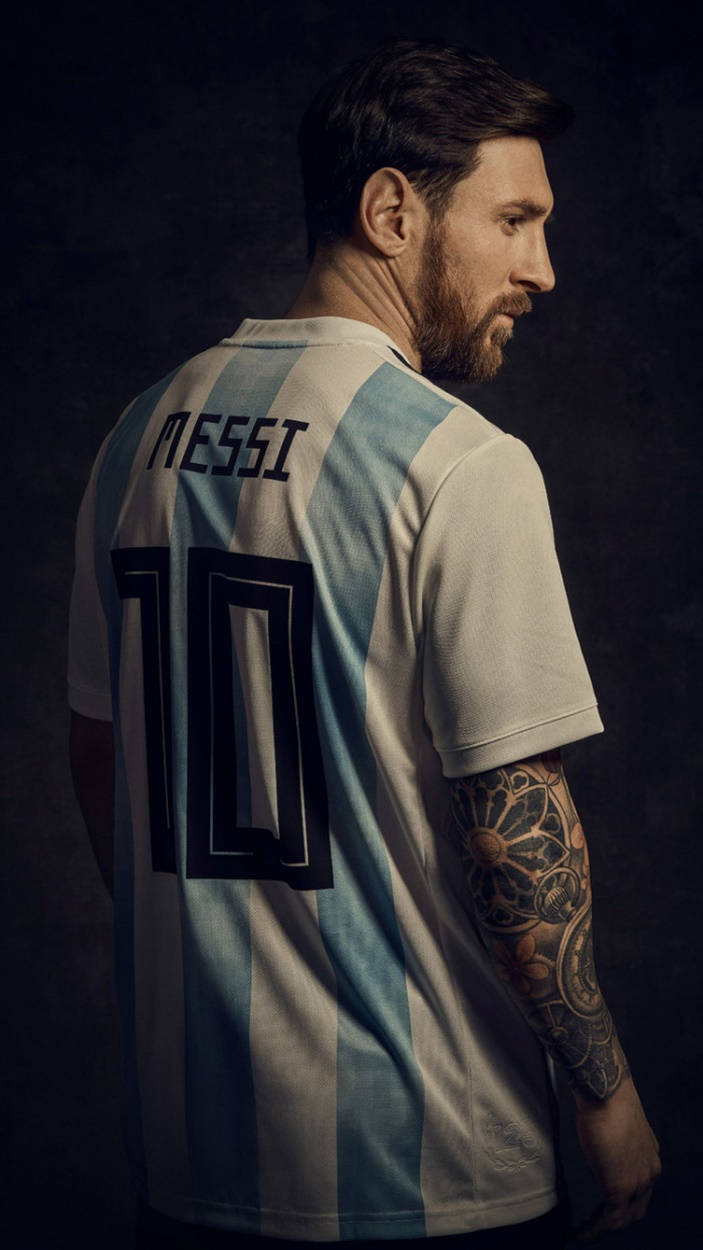 Messi Argentina Privire Serioasă Fundal