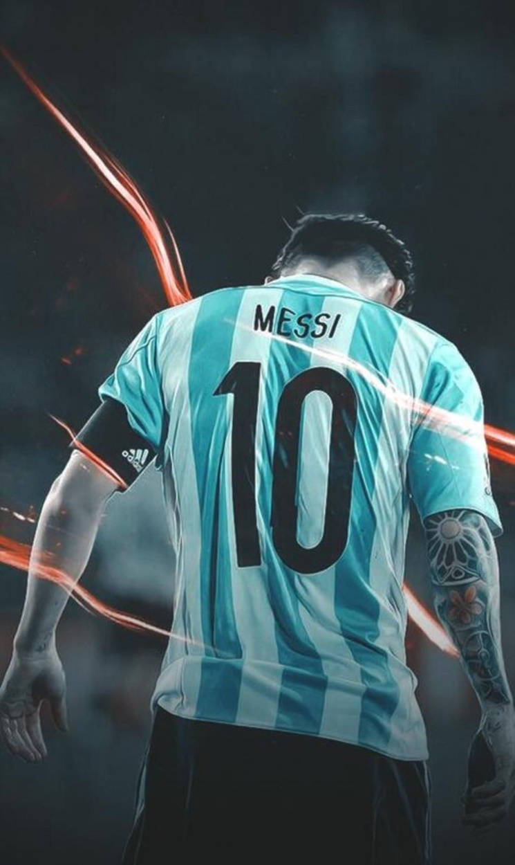 Messi Argentina Lumină Portocalie Fundal