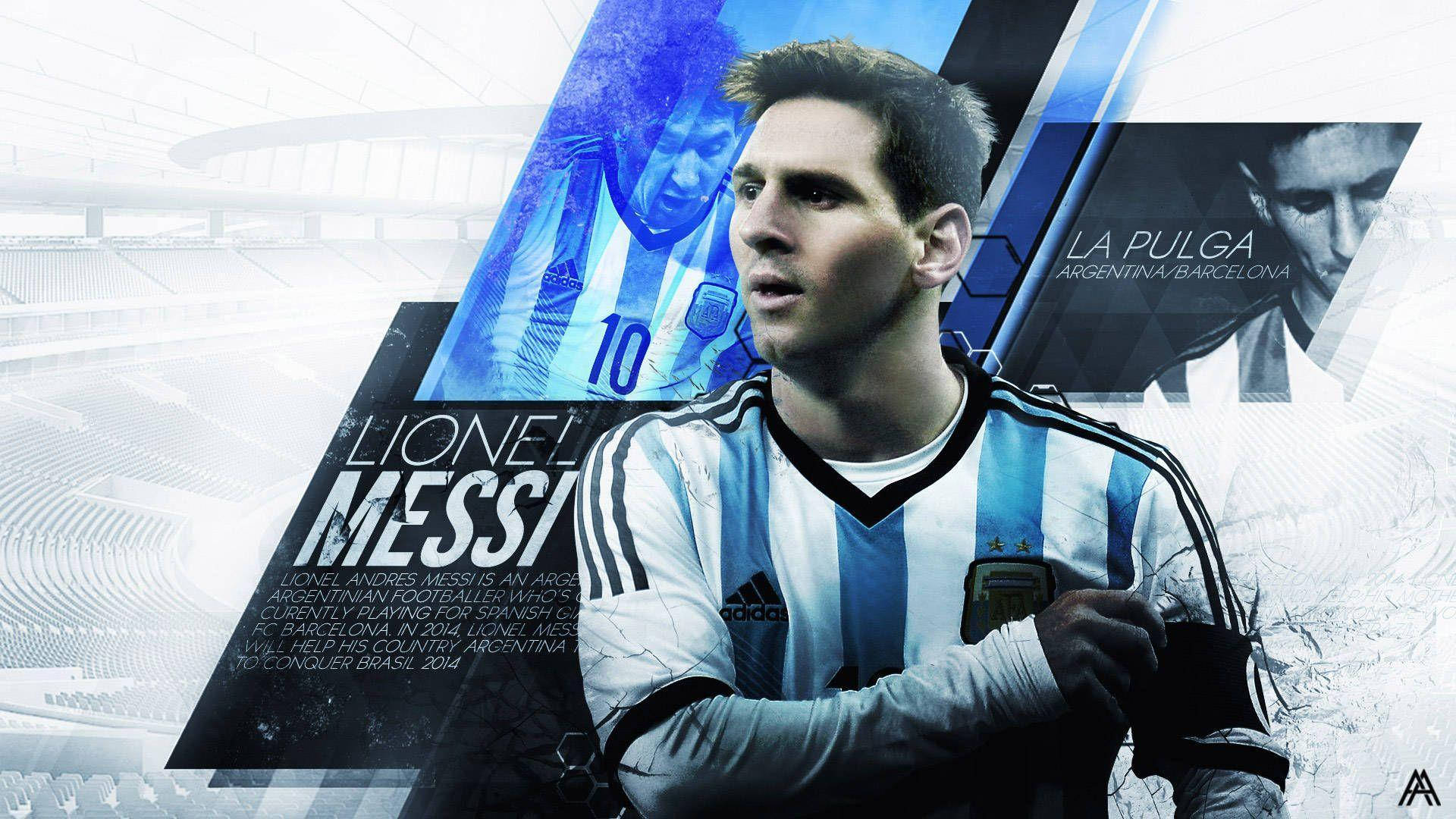 Fotografie de fundal cu Lionel Messi La Pulga pe fundal grafic albastru — Messi Fundal