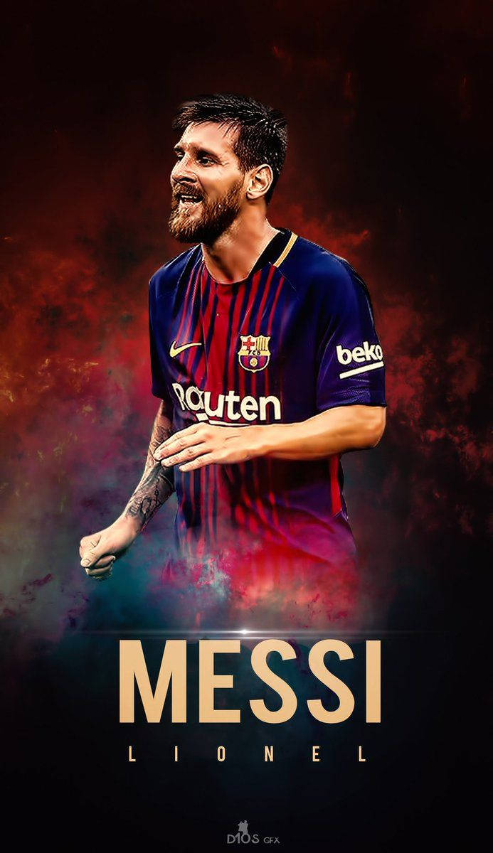 Messi Lionel pe fundal fumuriu roșu închis, fundal artistic — Messi Fundal