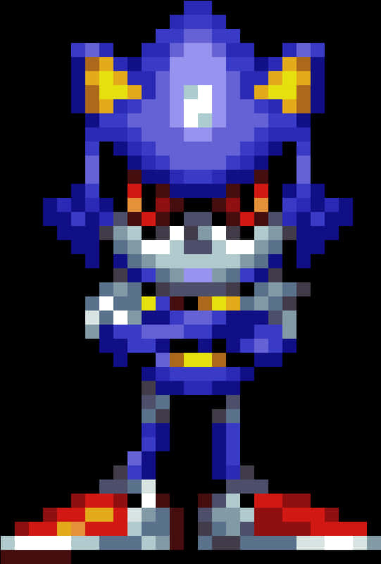 Metal Sonic Pixelat în Picioare Fundal