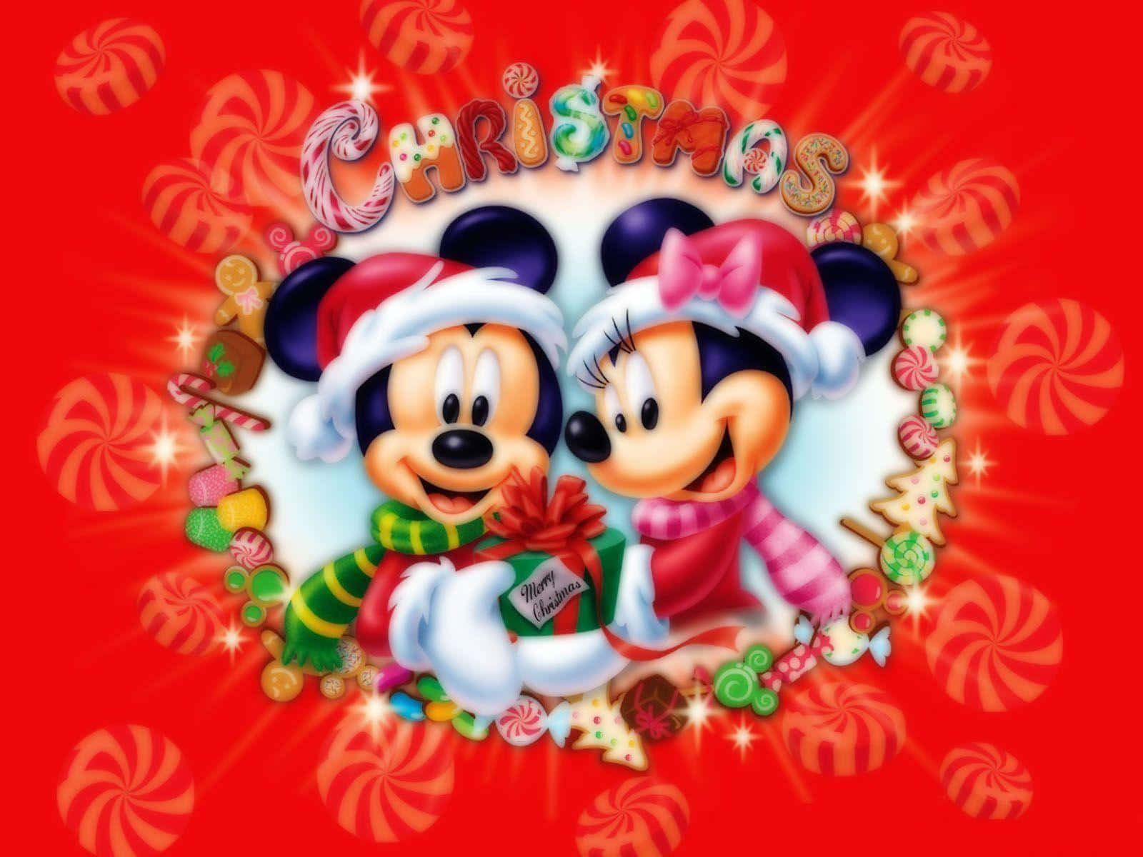 Mickey și Minnie Mouse fundal de Crăciun Fundal