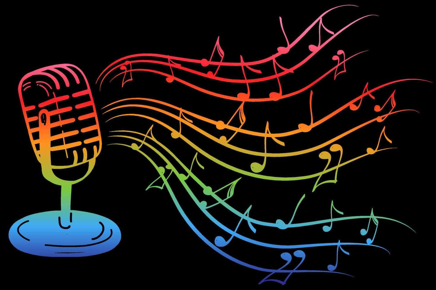 Microfon colorat și note muzicale fundal karaoke Fundal