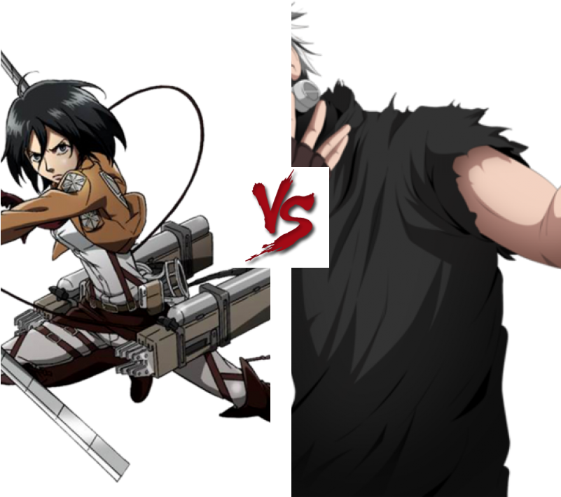 Mikasa Ackerman versus un personaj necunoscut Fundal