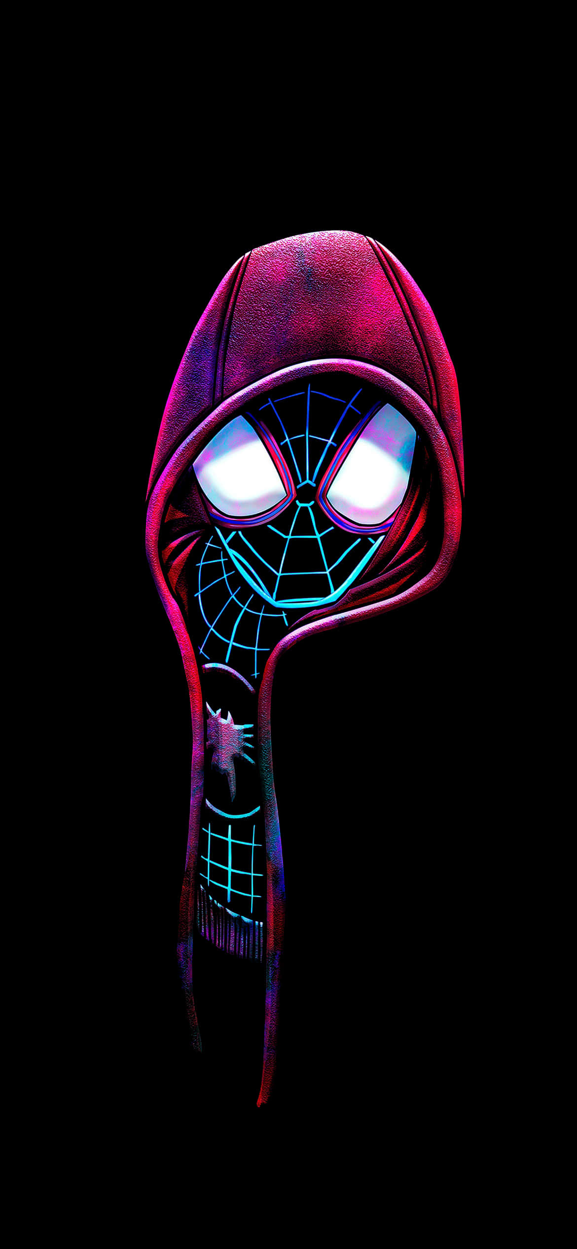 Miles Morales Ca Spiderman Strălucind în Fundal Neon Fundal