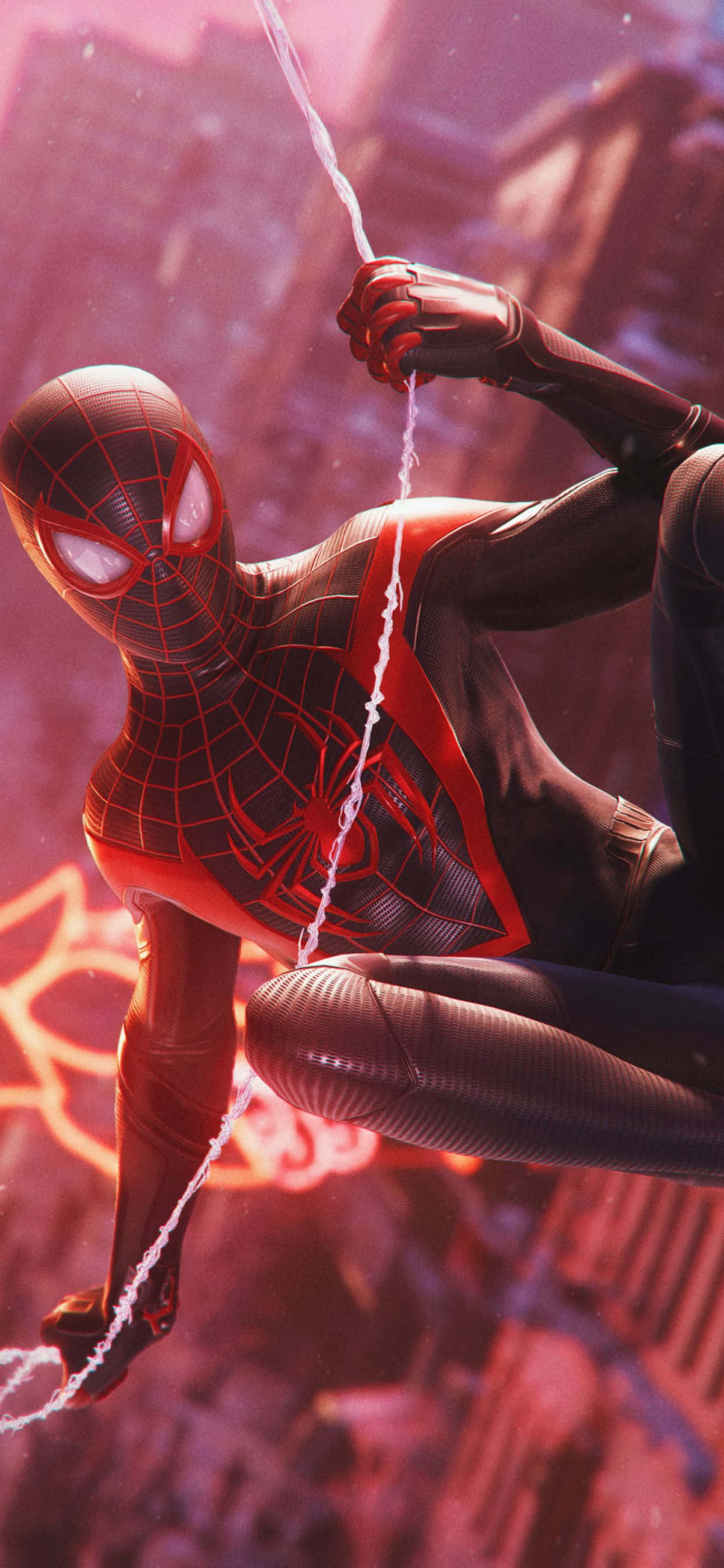 Miles Morales iPhone Neon Roșu Fundal