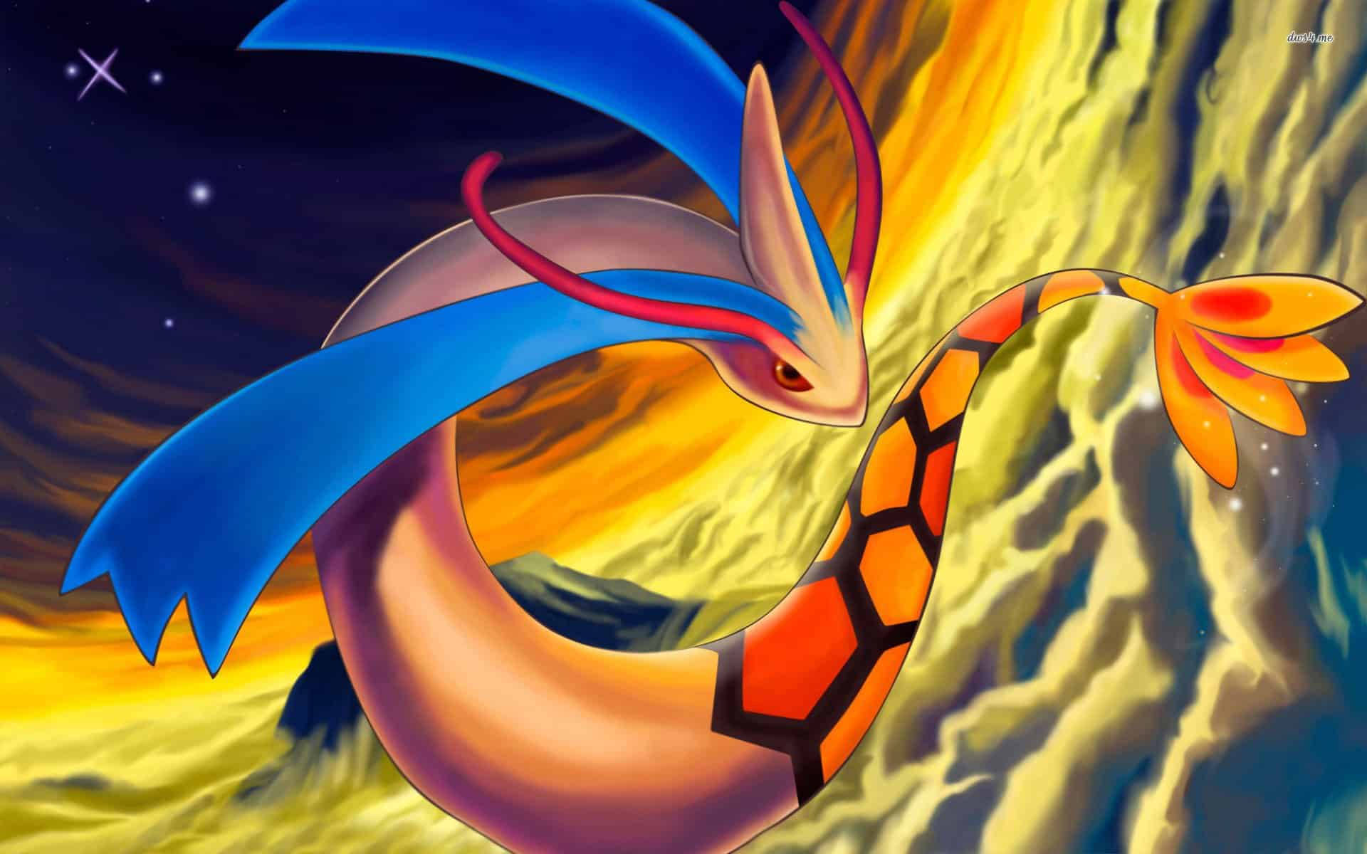 Milotic deasupra norilor Fundal