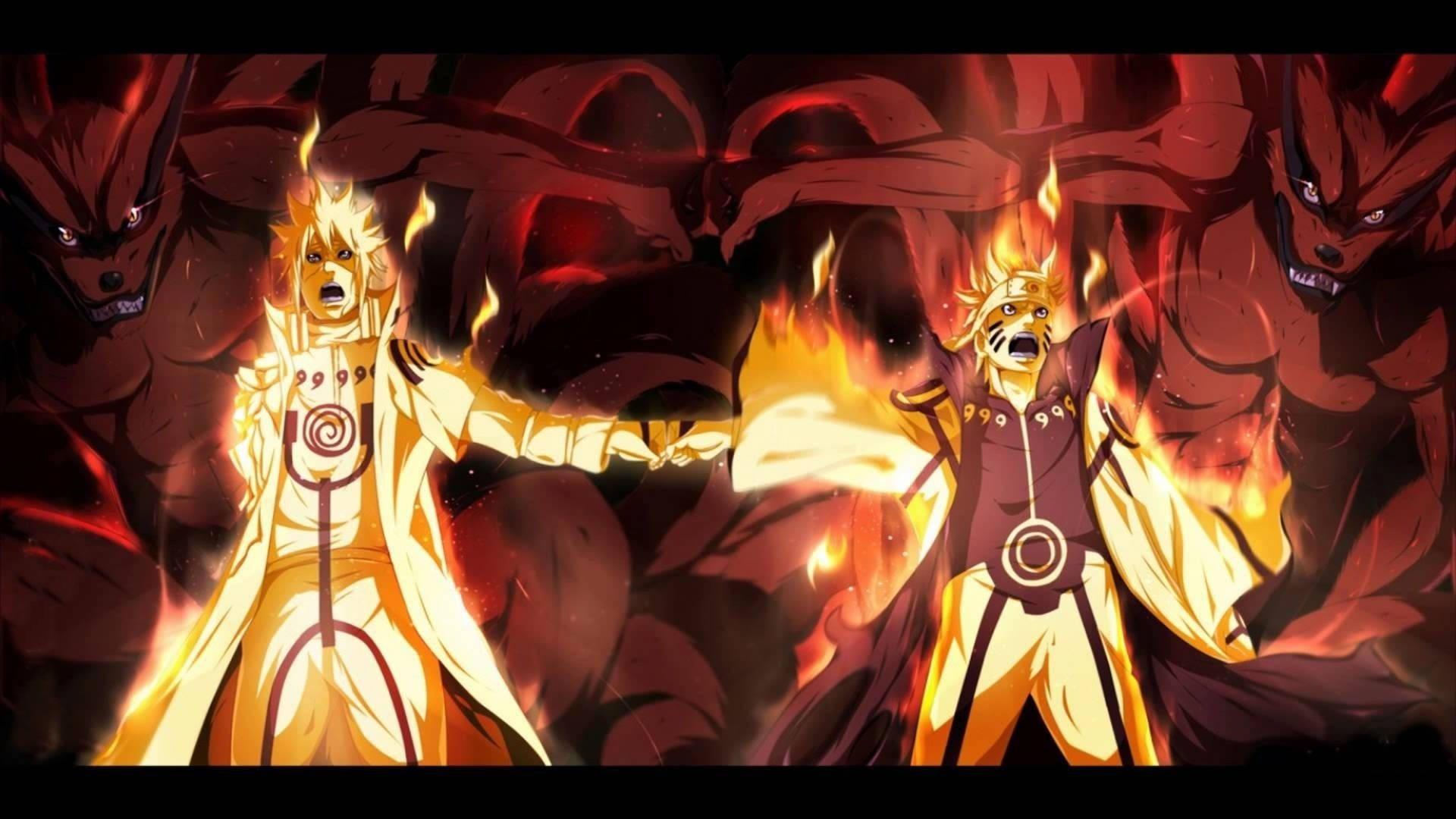 Minato și Naruto în Modul Bijuu Laptop Fundal