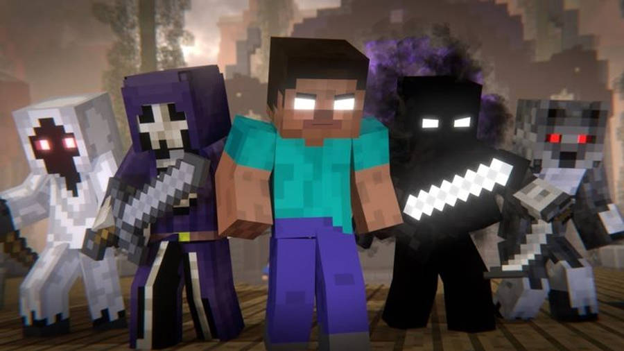 Minecraft Herobrine cu Monștri și Entitate Fundal