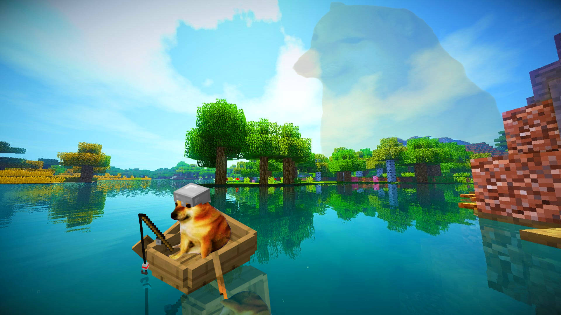 Minecraft PC Cheems Pescuind Fundal