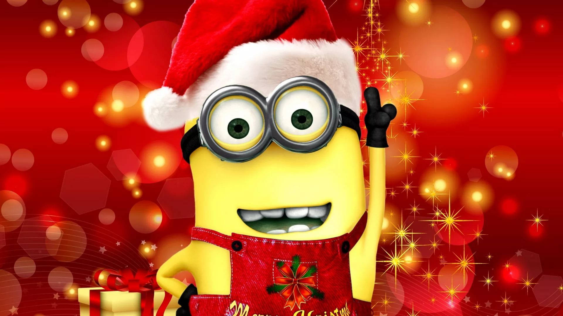 Minion purtând căciulă de Moș Crăciun, Crăciun amuzant Fundal