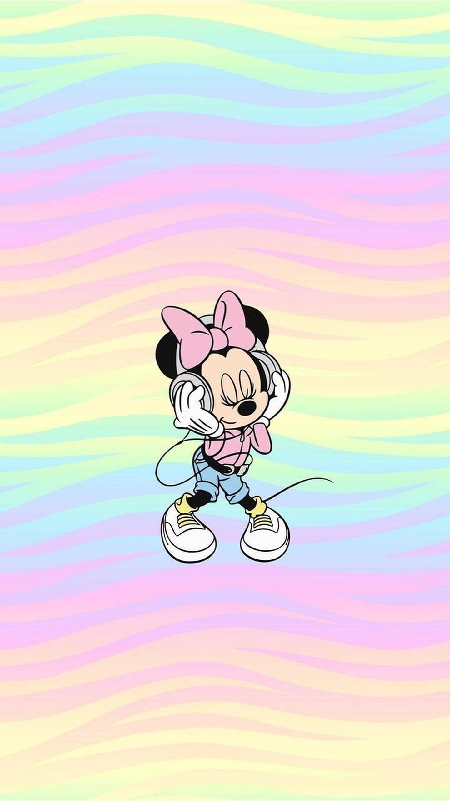 Minnie Mouse pe fundal curcubeu pastelat Fundal