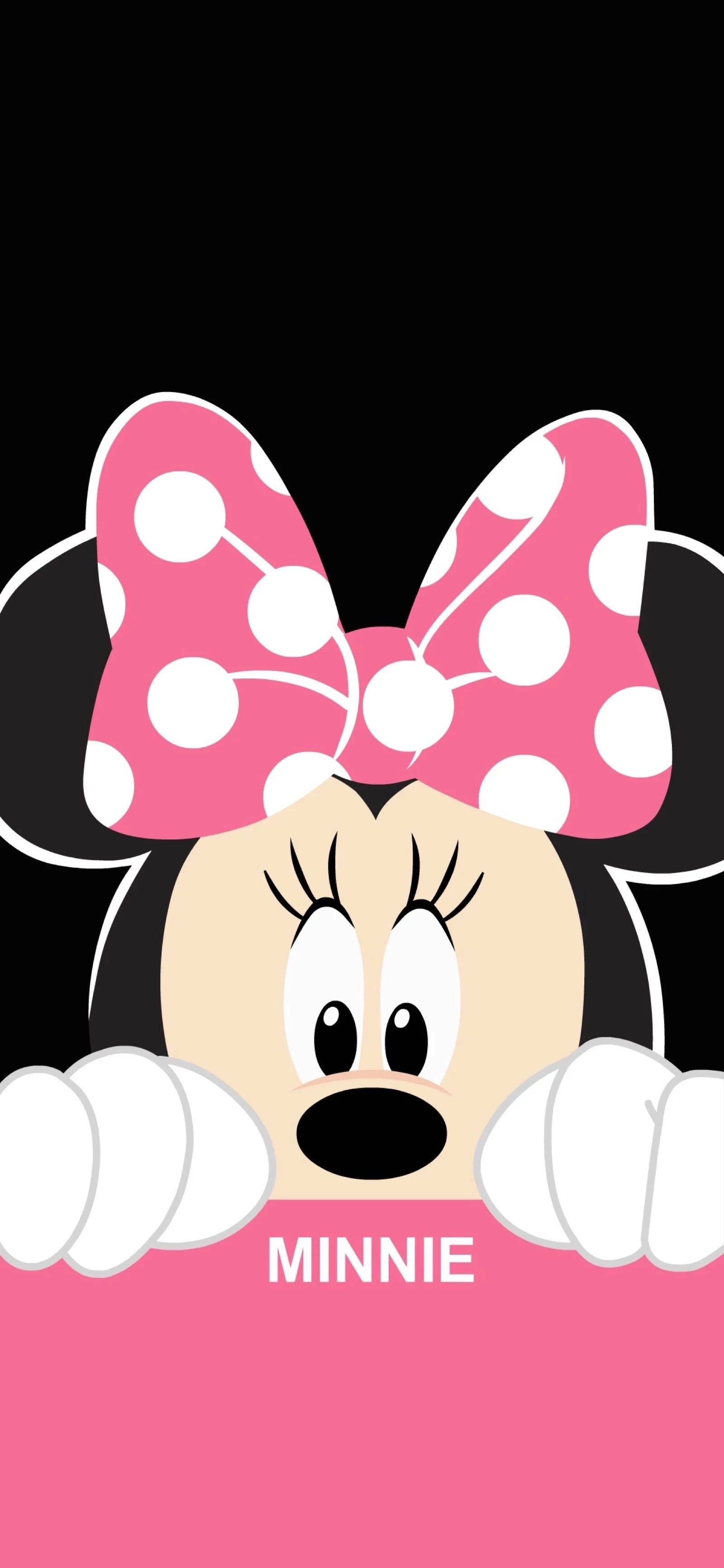 Minnie Mouse se uită după perete Fundal