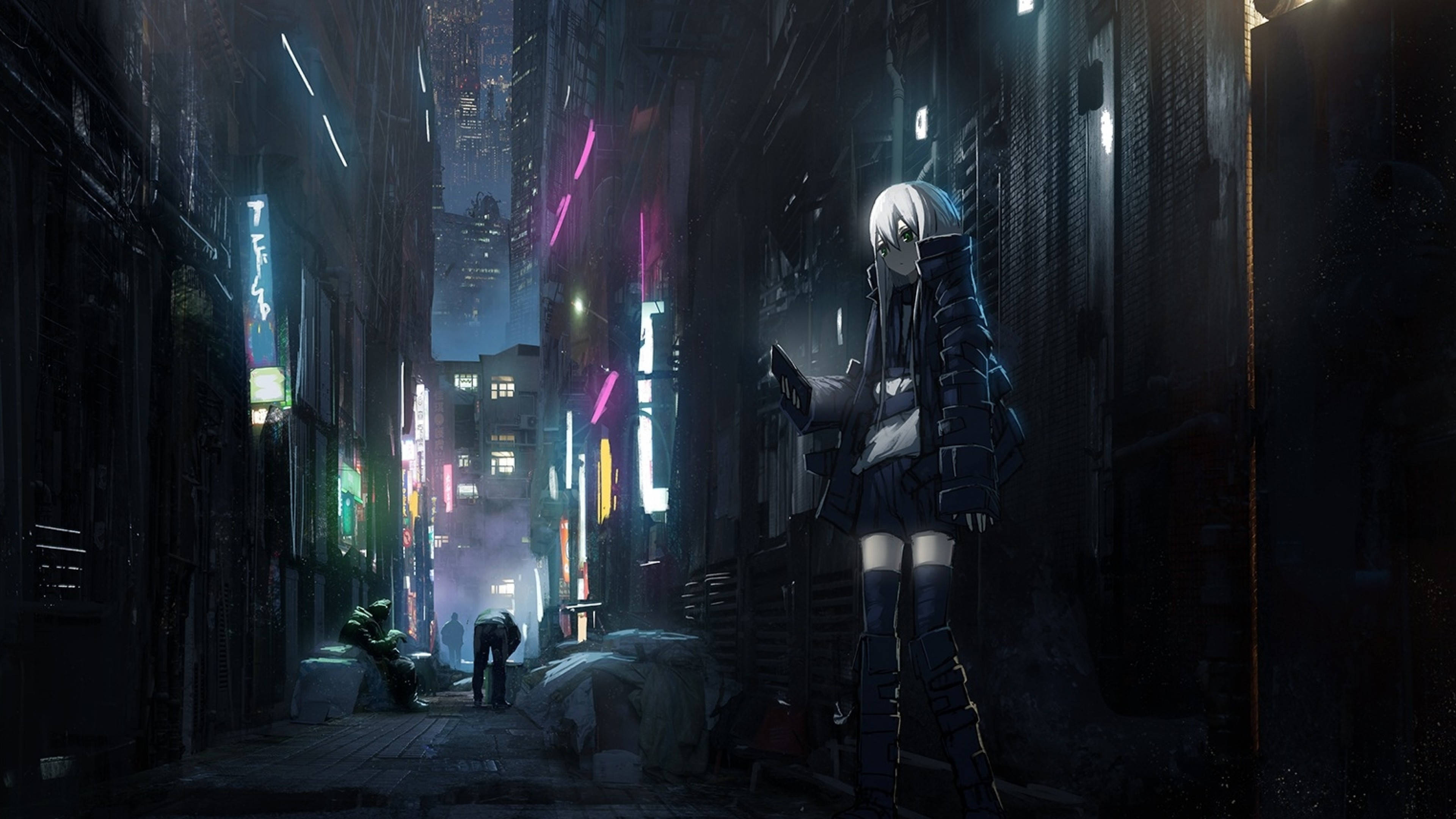 Mistic Peisaj Urban Anime Întunecat Fundal