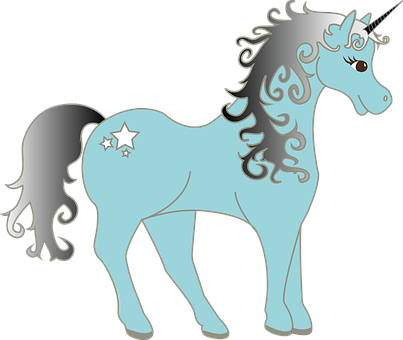 Mistic_ Unicorn Albastru_ Grafică Fundal