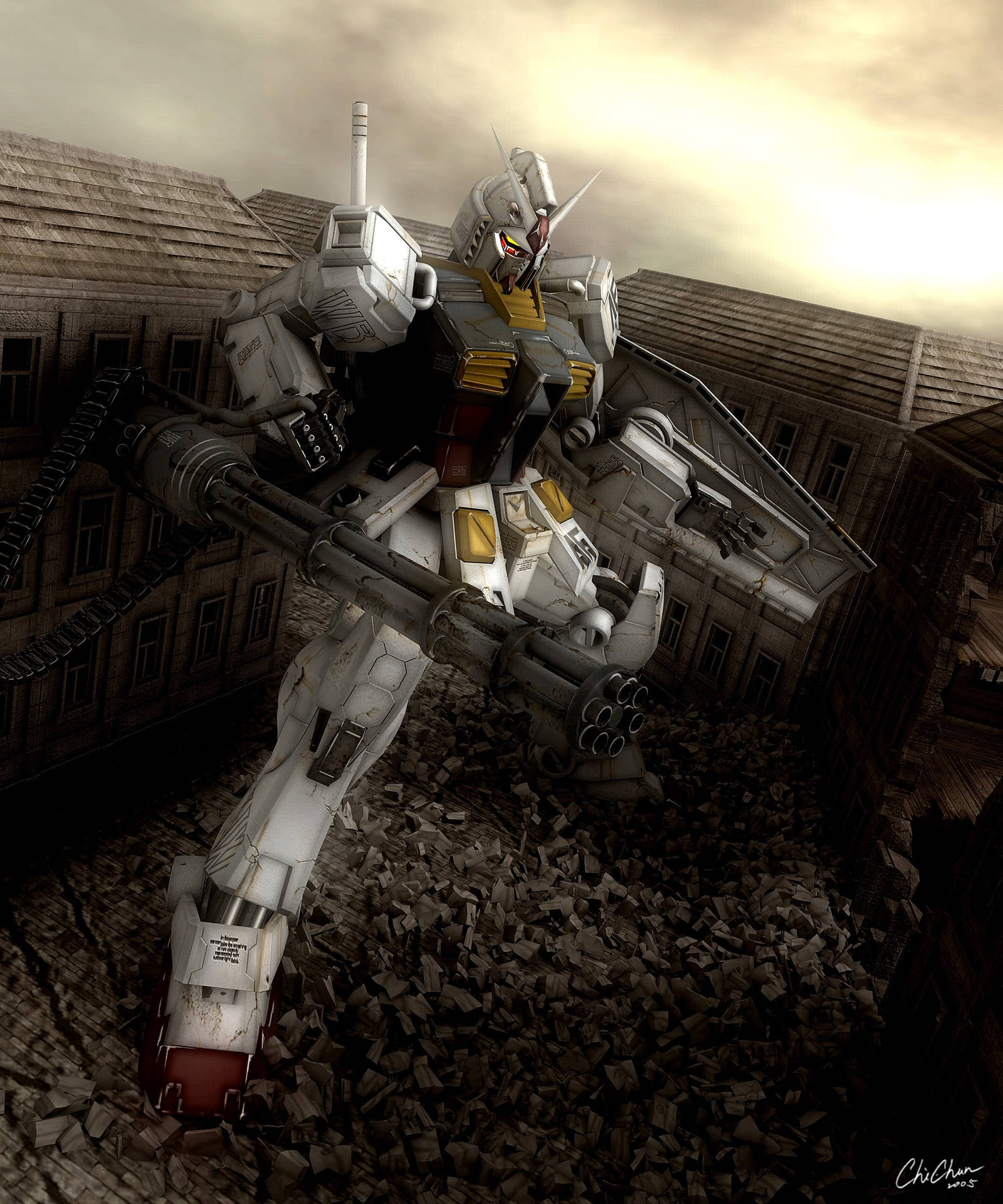 Mobile Suit Gundam cu aspect realist Fundal