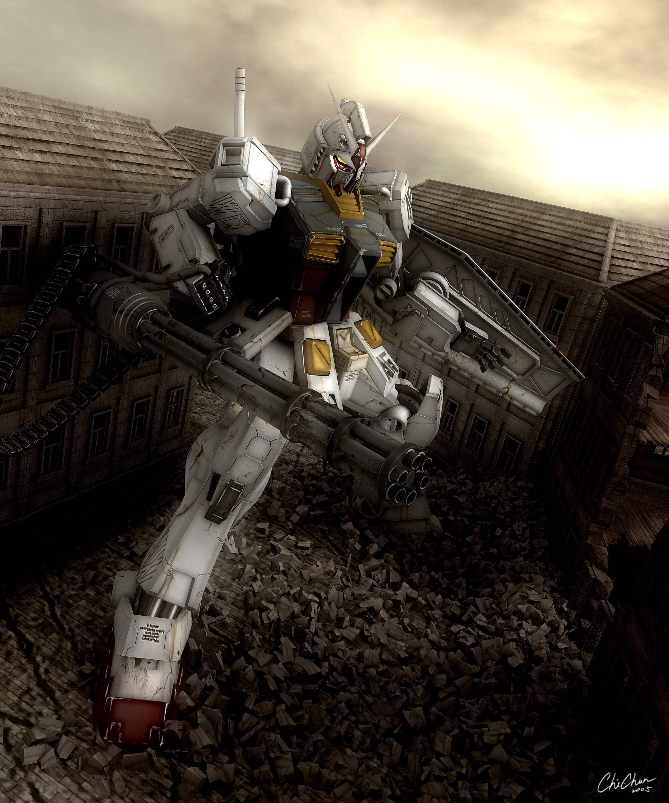 Mobile Suit Gundam cu aspect realist Fundal