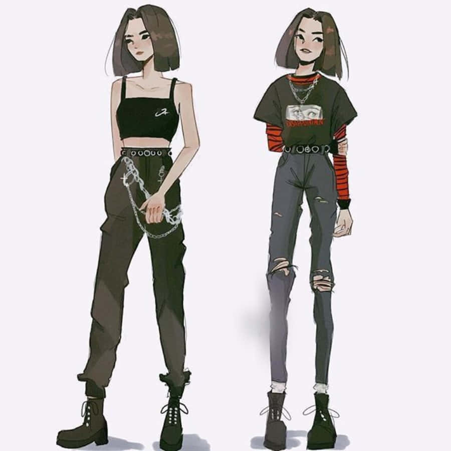 Modă anime grunge pentru fată Fundal