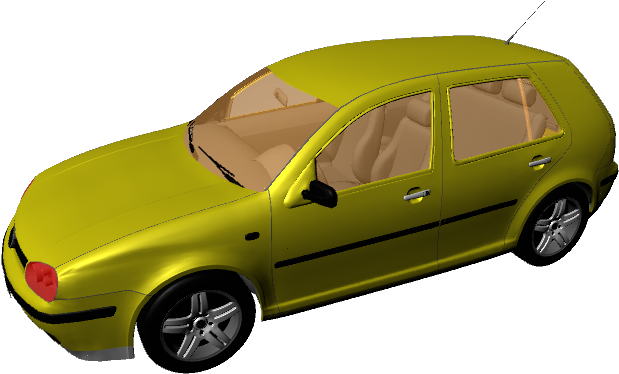 Model 3D al unei mașini galbene Fundal