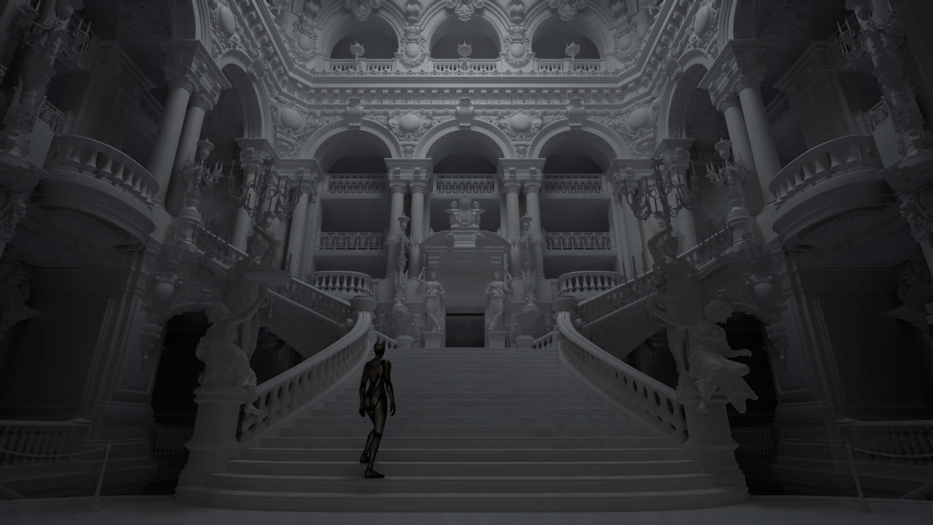 Model digital sumbru al Operei din Paris Fundal