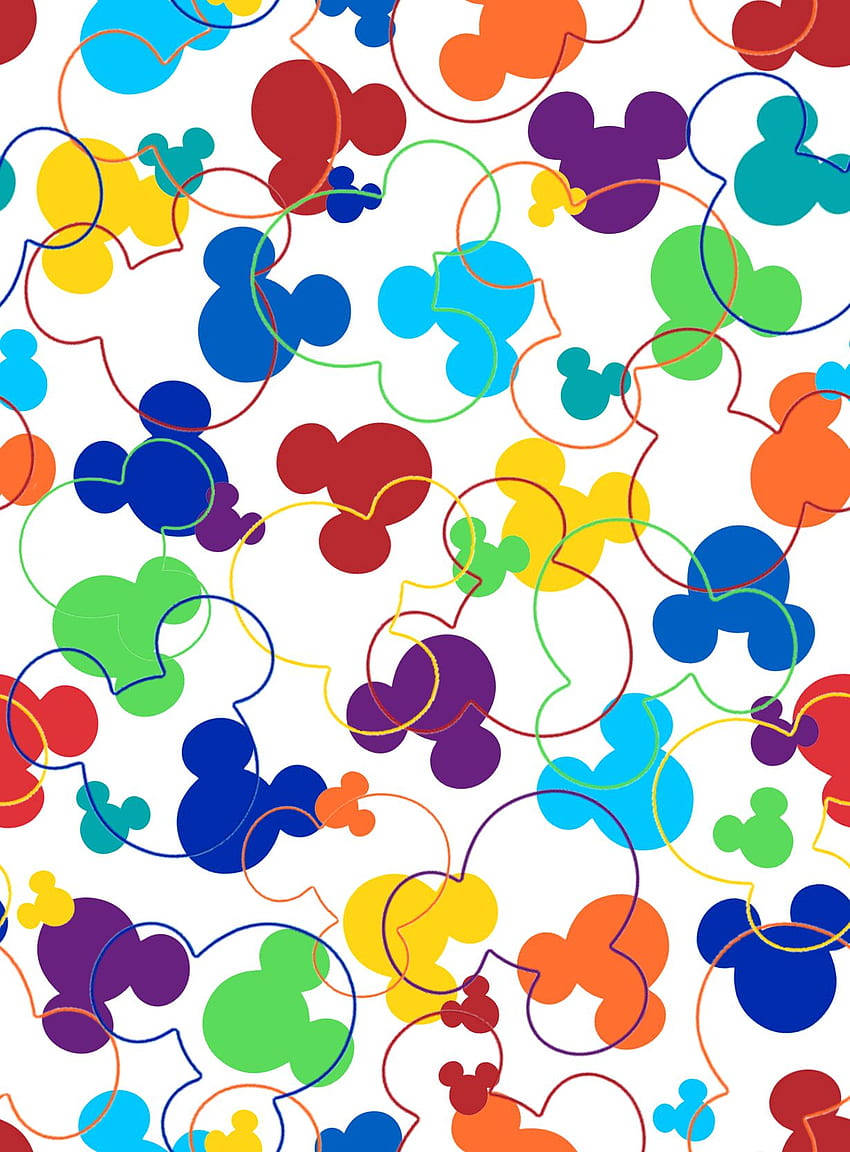 Model Disney cu capete colorate de Mickey Mouse Fundal