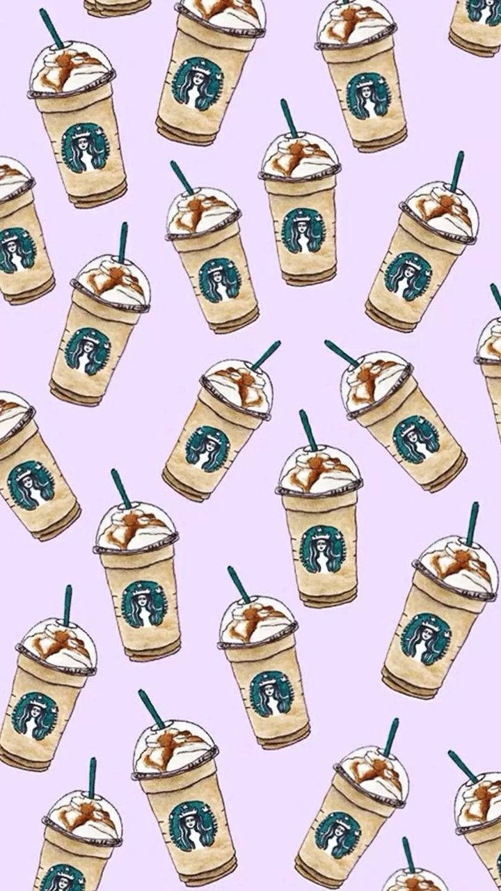 Model drăguț cu băutură caramel Starbucks Fundal