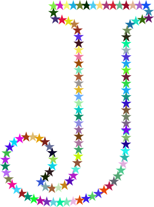 Modele colorate de stele formând literele J I Fundal