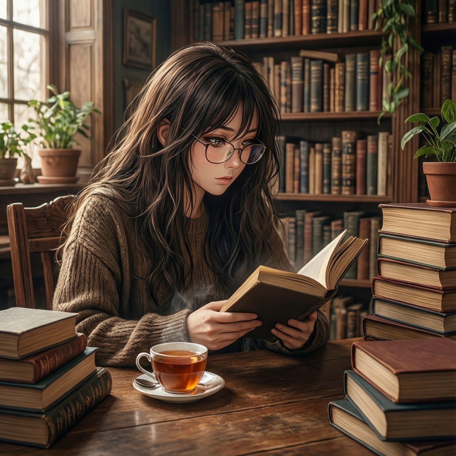 Monika Citește în Bibliotecă Fundal