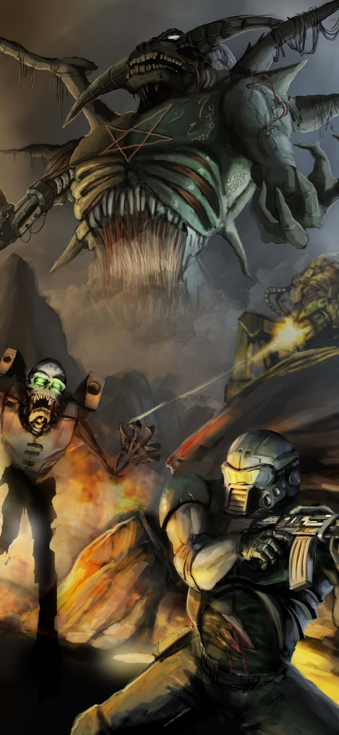 Fond Monsters Doom pentru iPhone Xs Fundal