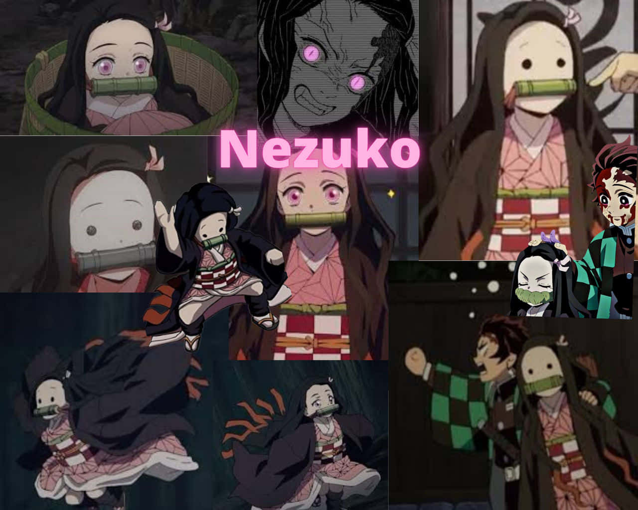 Montaj drăguț cu Nezuko Kamado din Anime Fundal