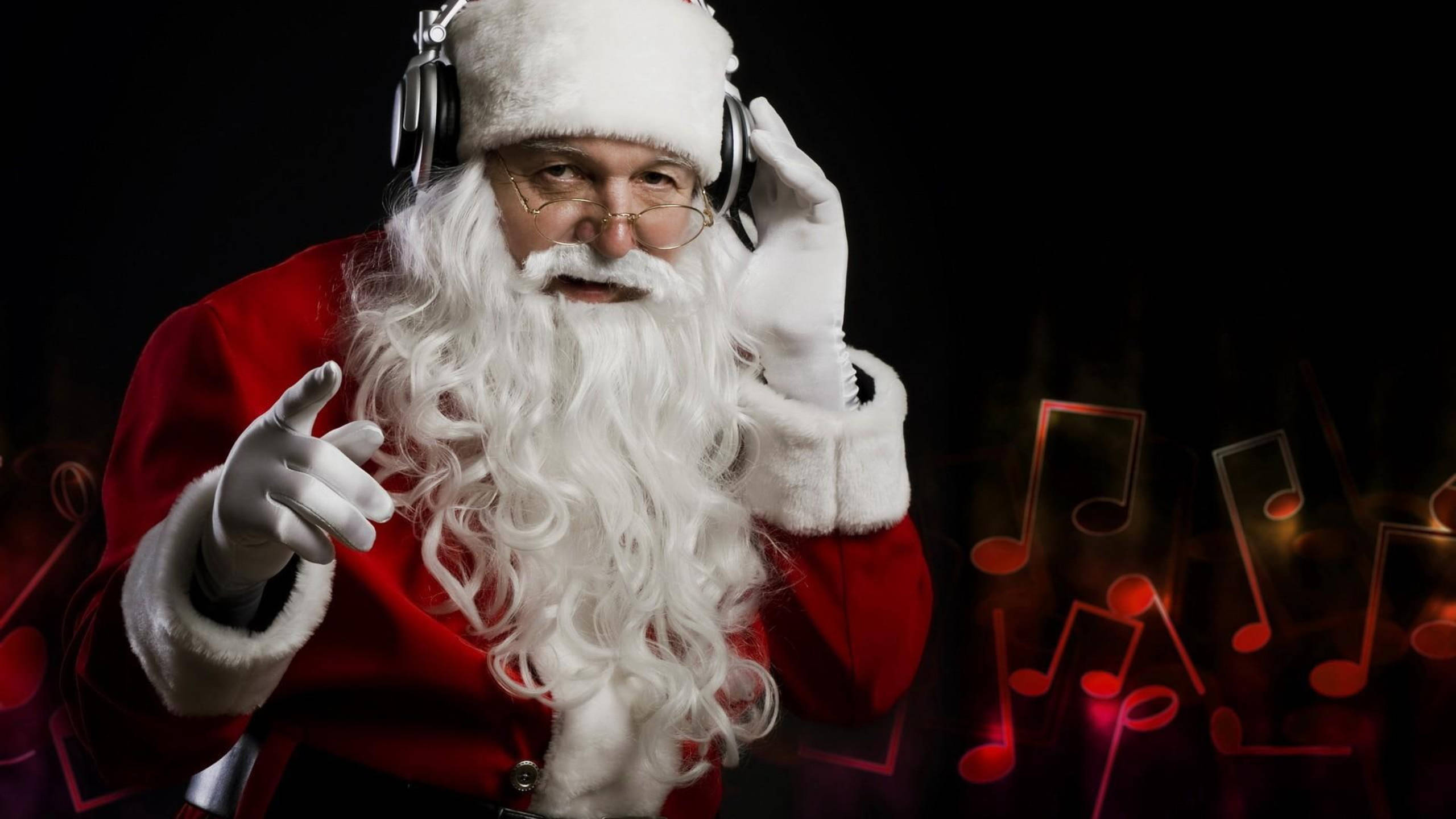 Moș Crăciun ascultând muzică Fundal