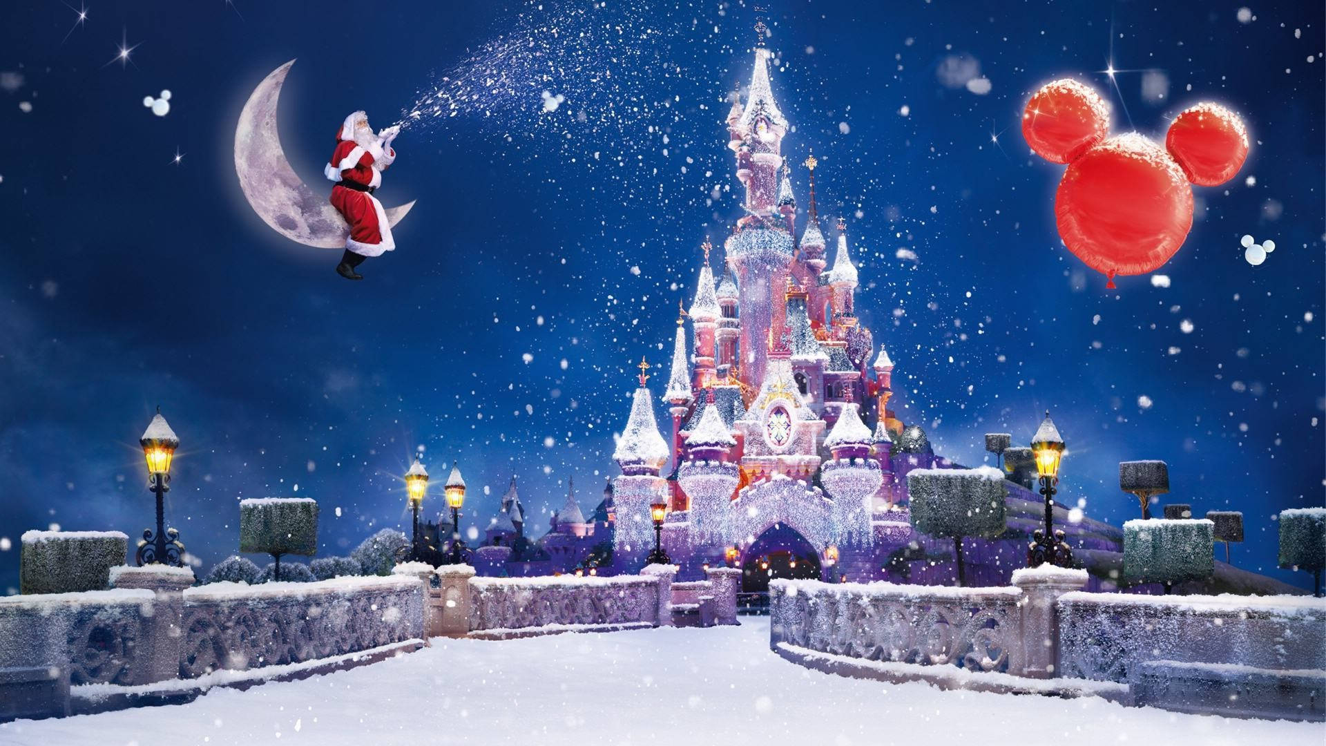 Moș Crăciun și castelul Disney Fundal