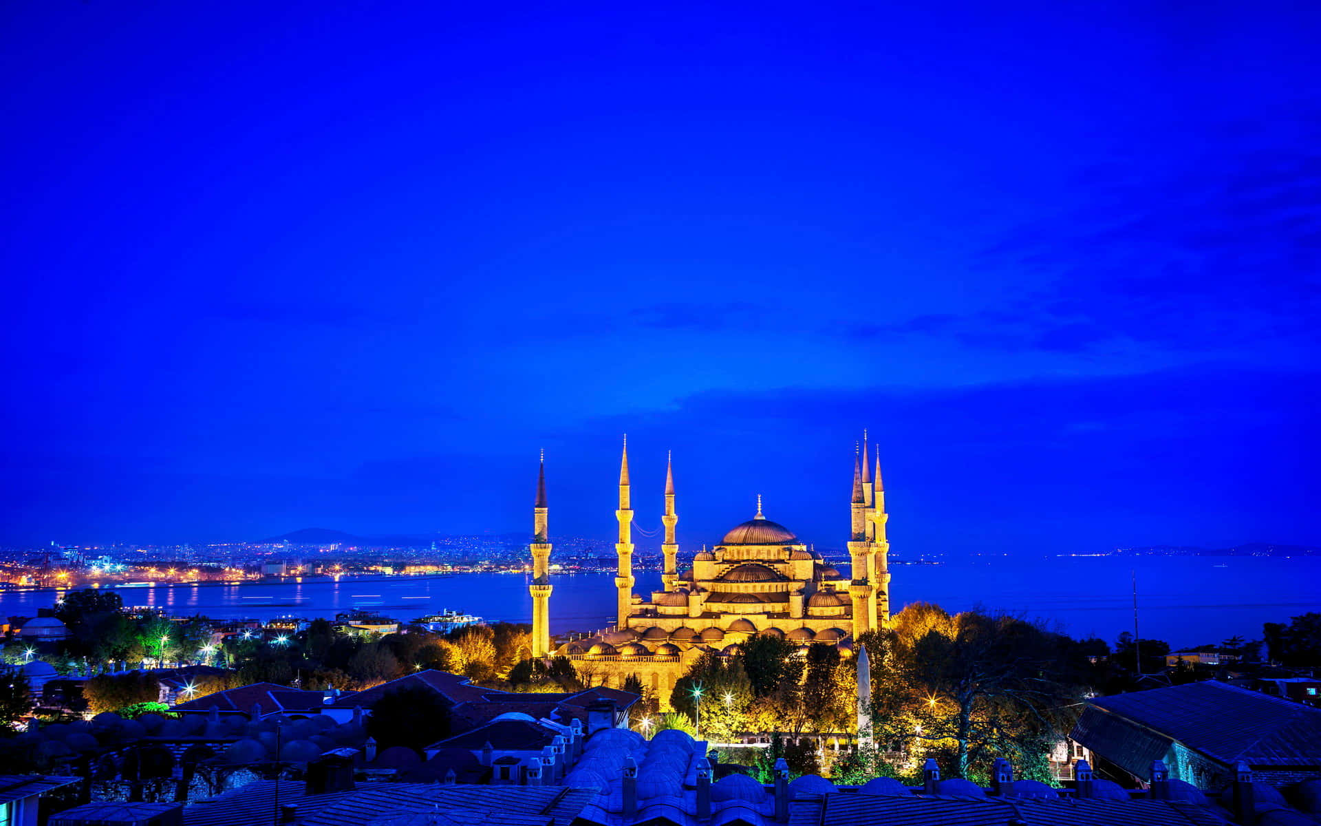Moscheea Sultan Ahmed Istanbul seara albastră Fundal