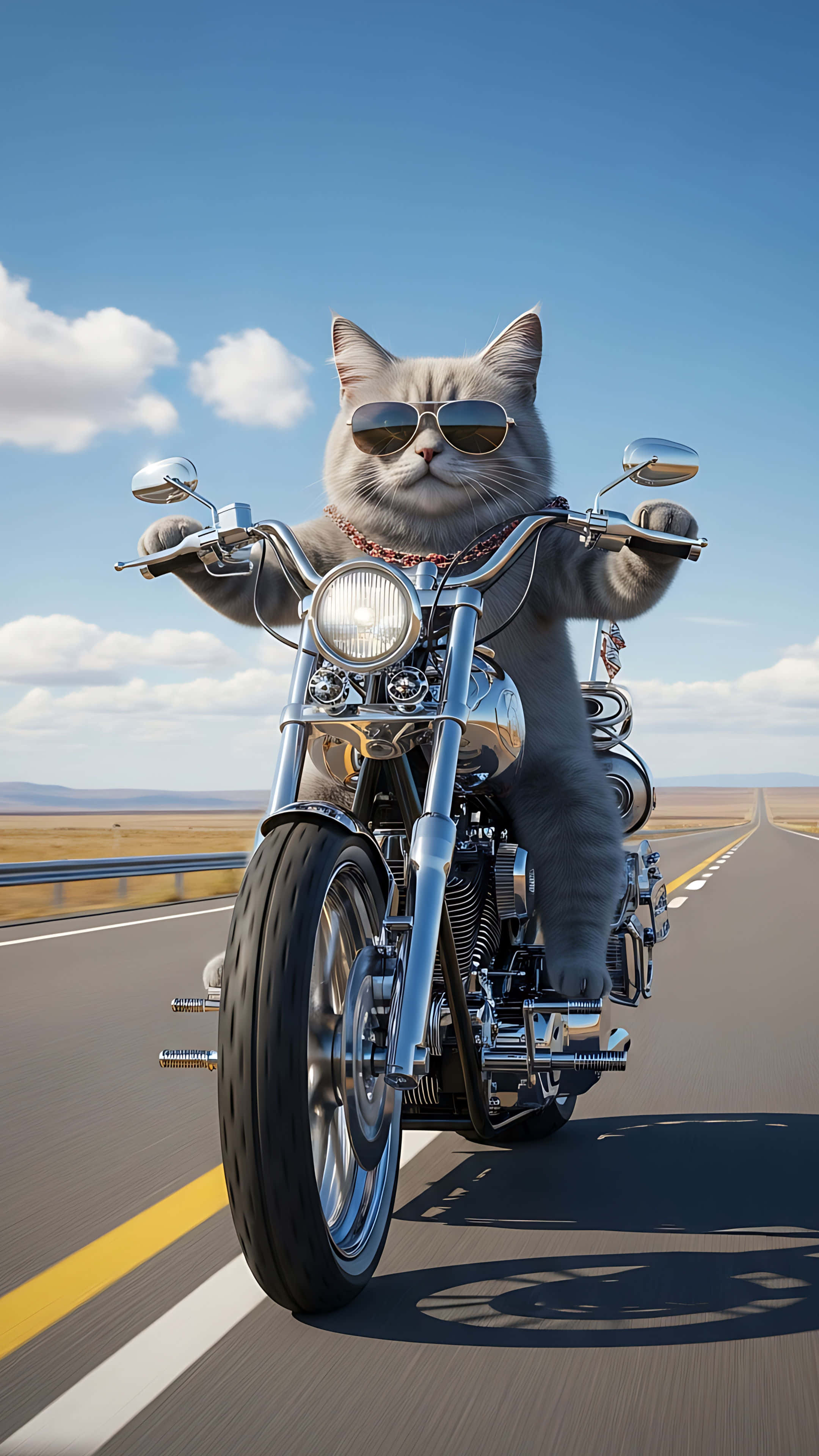 Motociclist Pisică Fundal