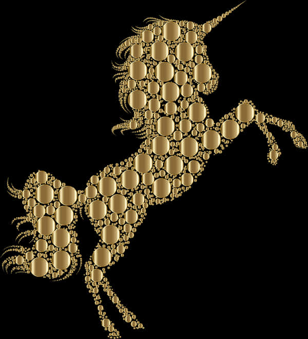 Mozaic cu Unicorn Auriu Fundal