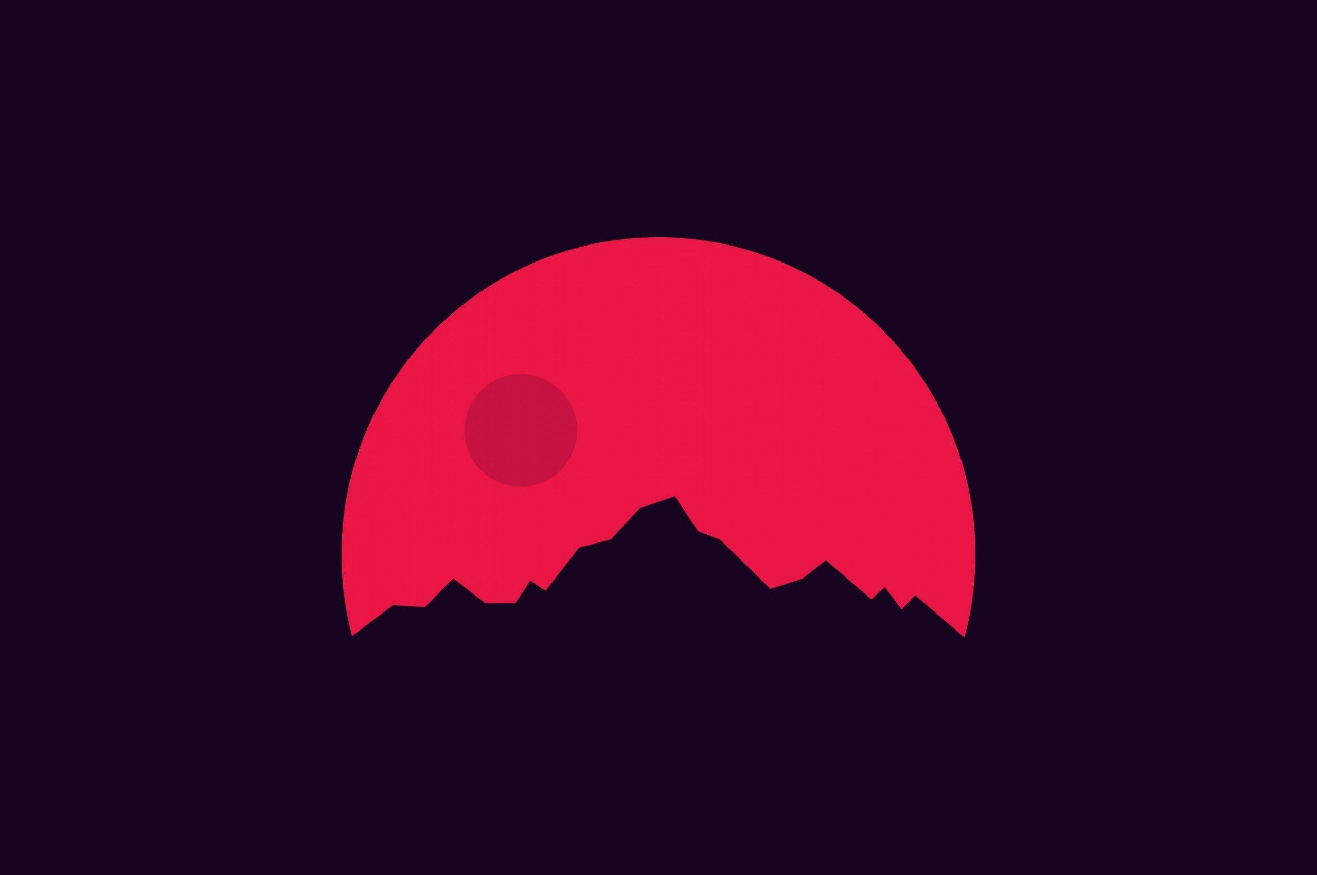 Munte Roșu Minimalist Fundal