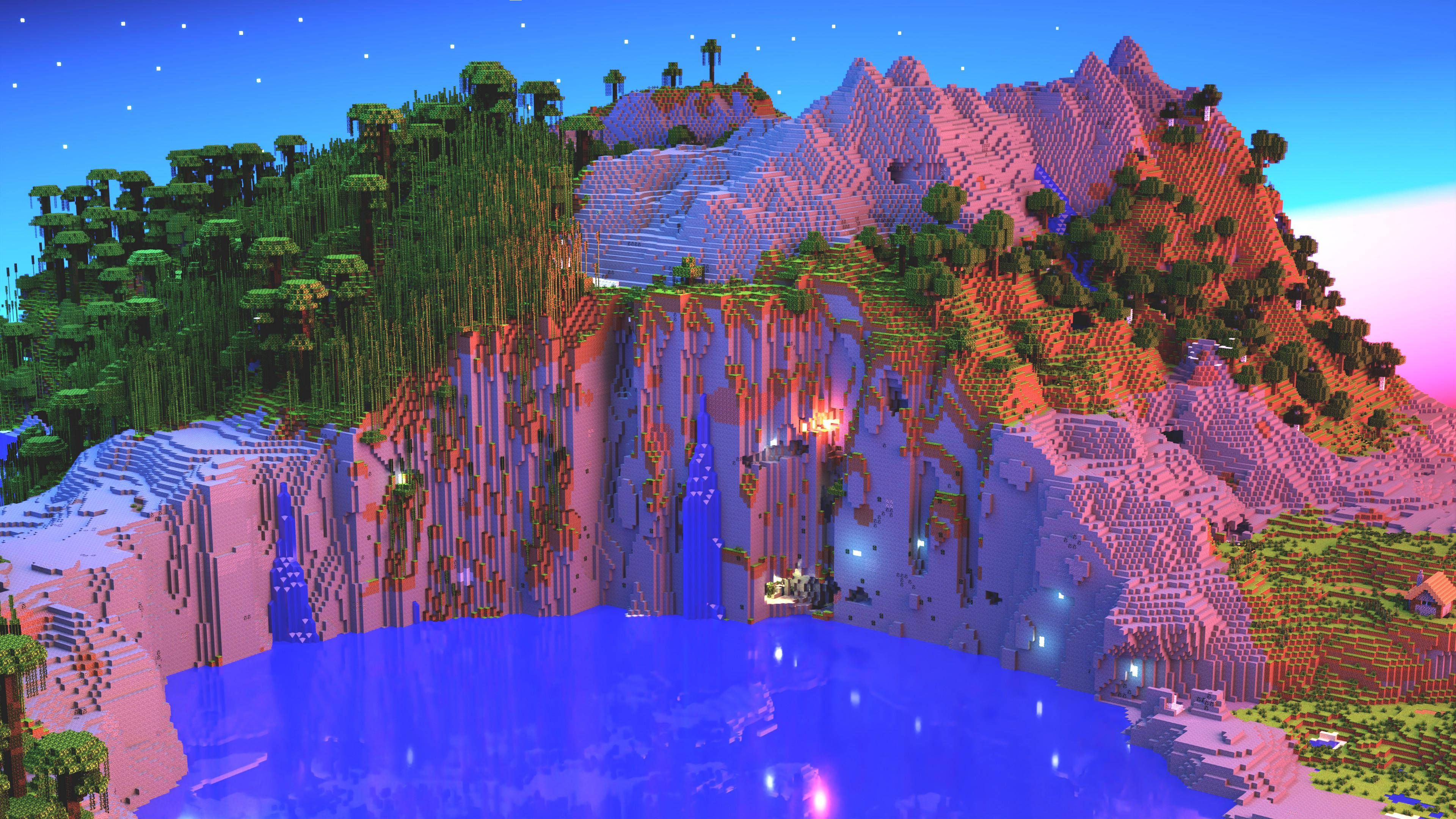 Munte Roz Minunat în Minecraft Fundal