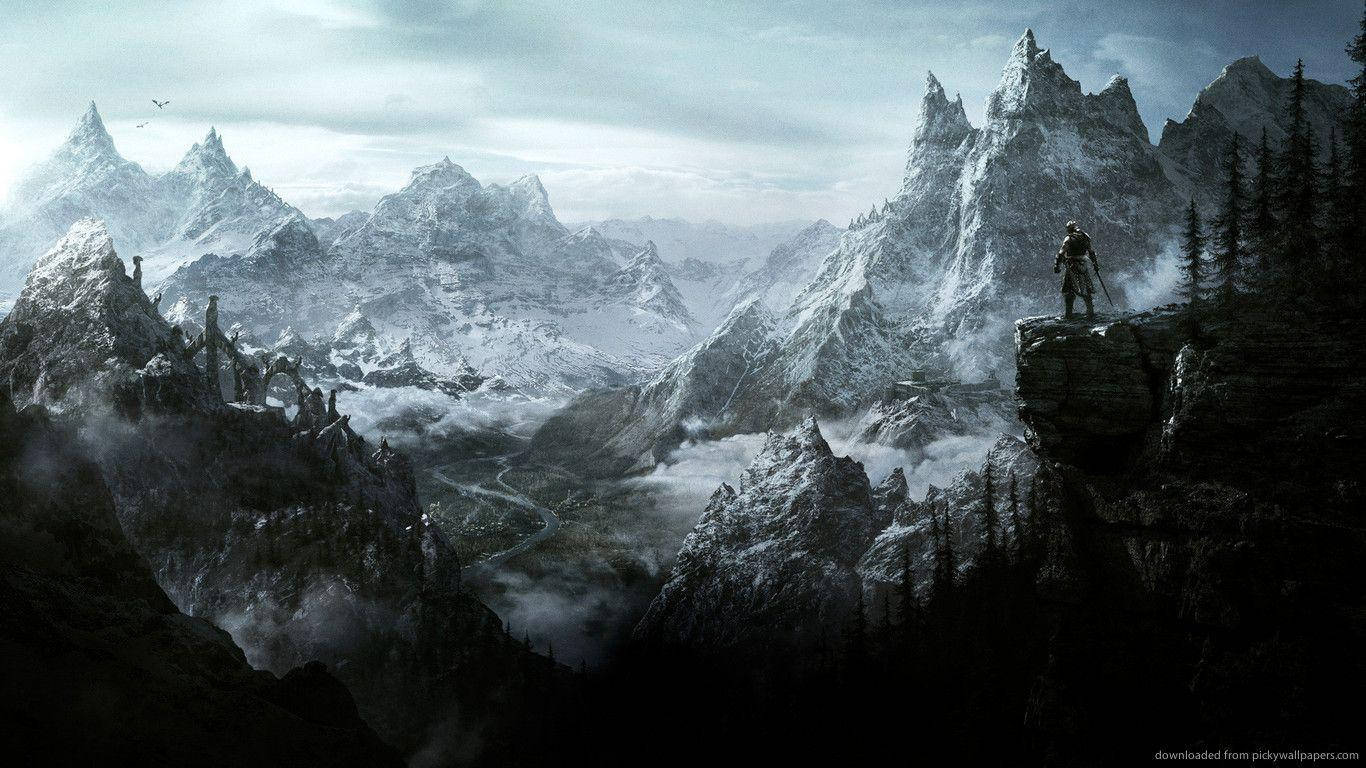 Munții Înzăpeziți din Skyrim Fundal